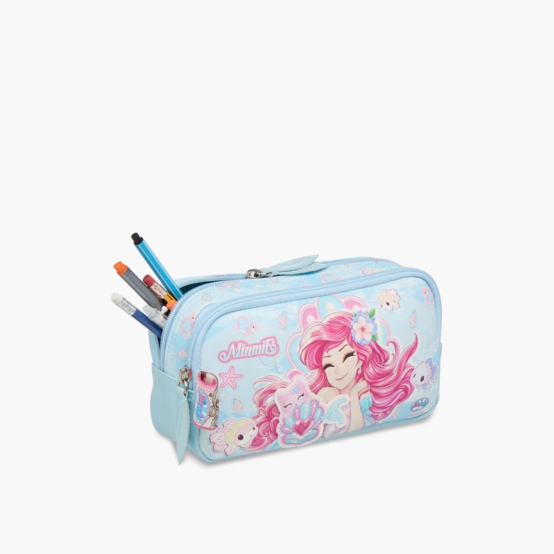 Minmie Mermaid- Pencil Case-1 Cmprt.-Printed-Rectangle (Pvc) Pastel Blue \ 22x7x12 - Image 5